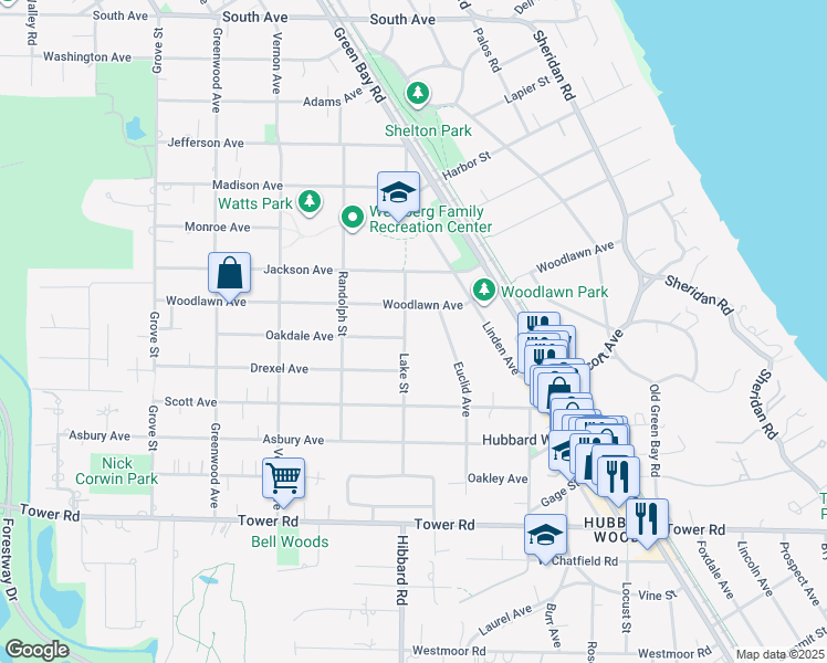 map of restaurants, bars, coffee shops, grocery stores, and more near 419 Oakdale Avenue in Glencoe