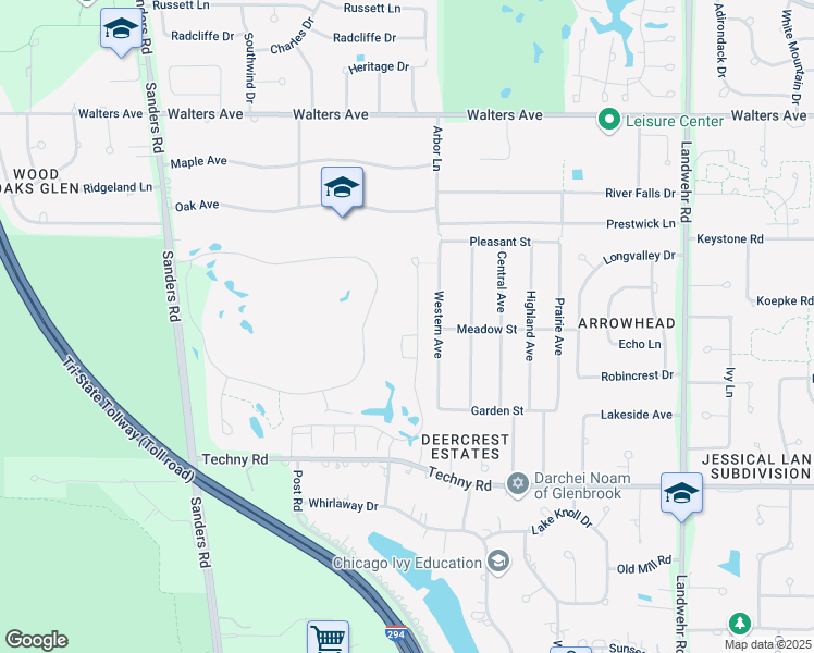 map of restaurants, bars, coffee shops, grocery stores, and more near 1734 Provenance Way in Northbrook