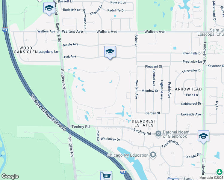 map of restaurants, bars, coffee shops, grocery stores, and more near 1740 Mission Hills Road in Northbrook