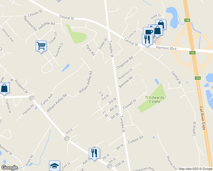 map of restaurants, bars, coffee shops, grocery stores, and more near 1 O'Hare Circle in Stoughton