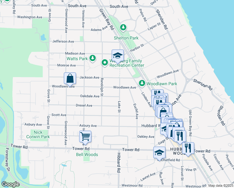 map of restaurants, bars, coffee shops, grocery stores, and more near 419 Oakdale Avenue in Glencoe