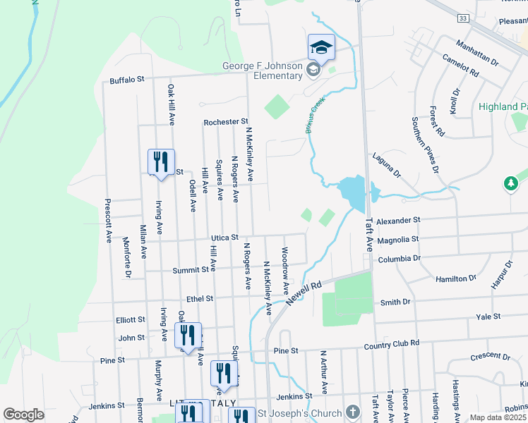 map of restaurants, bars, coffee shops, grocery stores, and more near 833 Anne Lane in Endicott