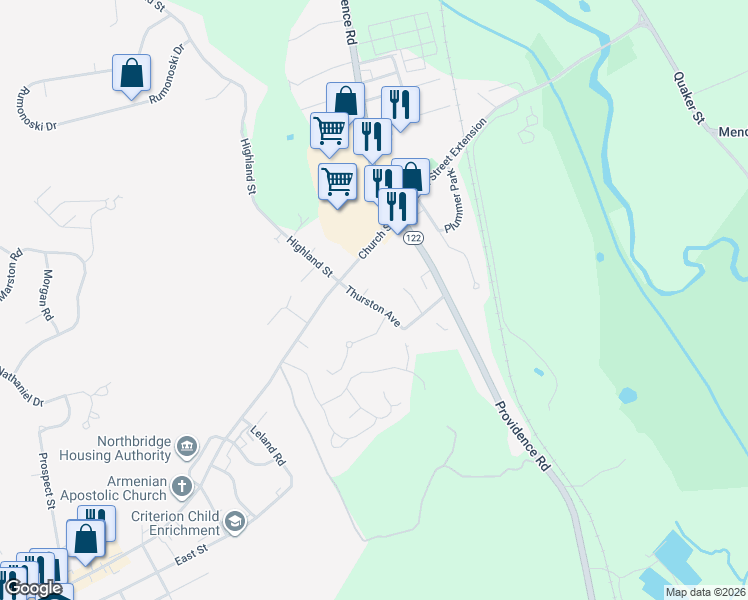 map of restaurants, bars, coffee shops, grocery stores, and more near 43 Henry Street in Northbridge