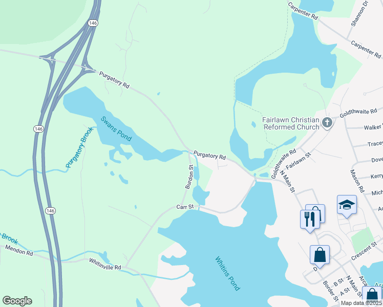 map of restaurants, bars, coffee shops, grocery stores, and more near 37 Burdon Street in Northbridge