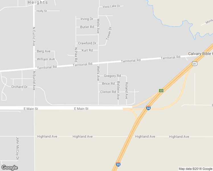 map of restaurants, bars, coffee shops, grocery stores, and more near 2542 Brice Road in Benton Harbor