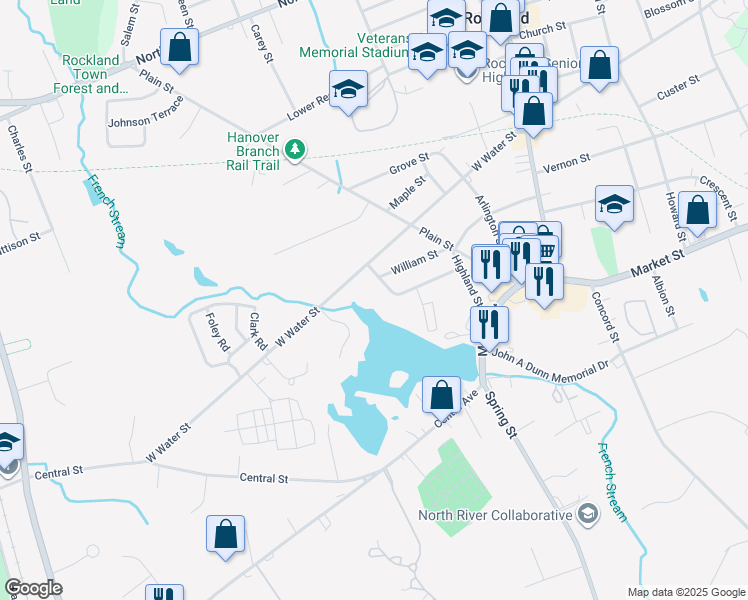 map of restaurants, bars, coffee shops, grocery stores, and more near 110 Prospect Street in Rockland