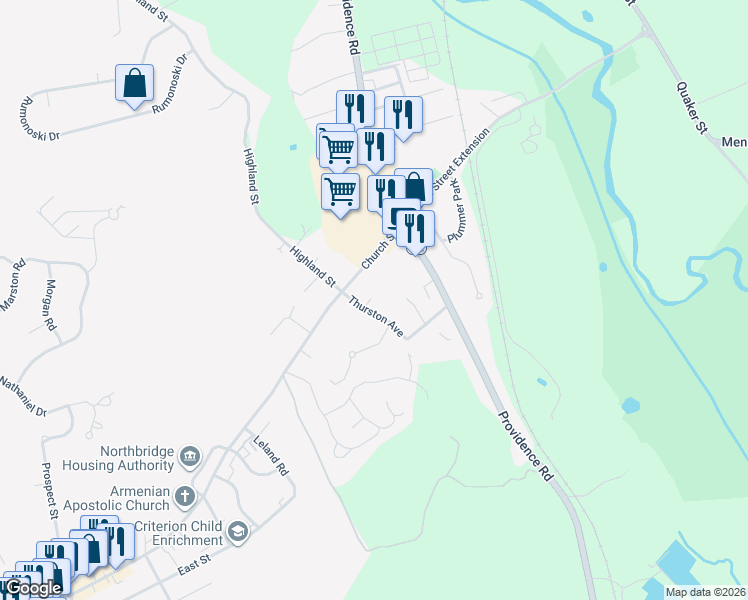 map of restaurants, bars, coffee shops, grocery stores, and more near 43 Henry Street in Northbridge