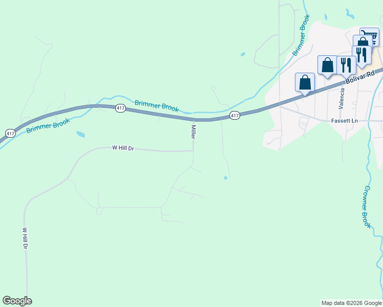 map of restaurants, bars, coffee shops, grocery stores, and more near 2860 Miller Road in Wellsville