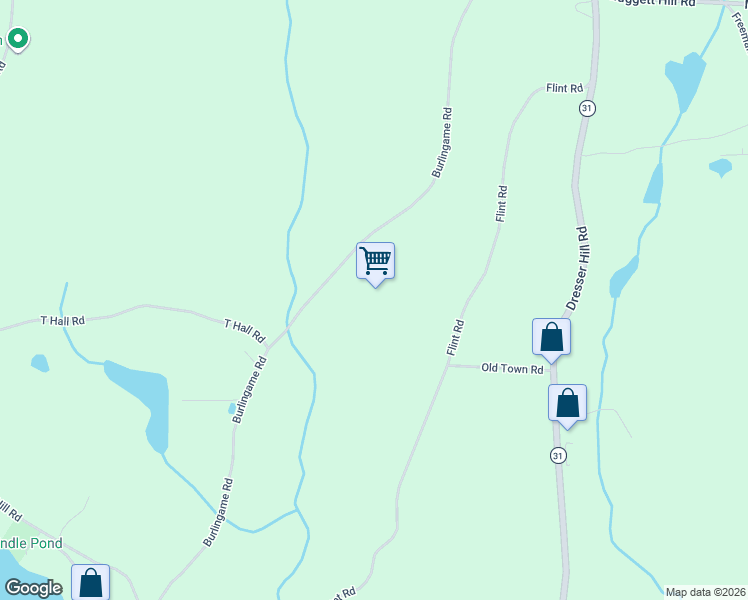 map of restaurants, bars, coffee shops, grocery stores, and more near 85 Burlingame Road in Charlton