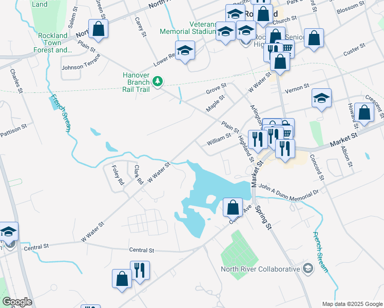 map of restaurants, bars, coffee shops, grocery stores, and more near 110 Prospect Street in Rockland