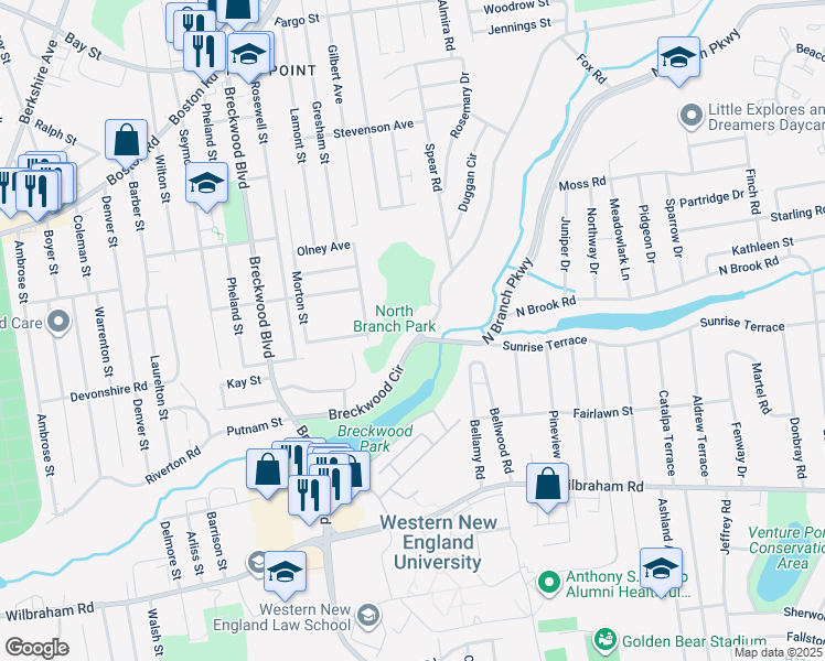 map of restaurants, bars, coffee shops, grocery stores, and more near 978 Grayson Drive in Springfield
