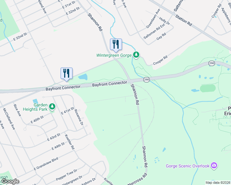 map of restaurants, bars, coffee shops, grocery stores, and more near 2909 Reilly Road in Erie