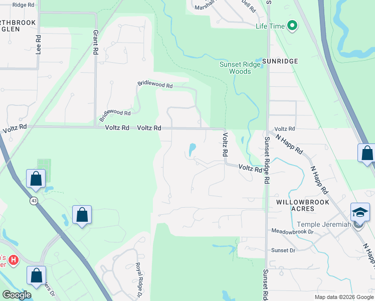 map of restaurants, bars, coffee shops, grocery stores, and more near 675 Midfield Lane in Northbrook
