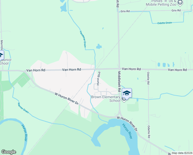 map of restaurants, bars, coffee shops, grocery stores, and more near 25413 Willowbrook Court in Flat Rock