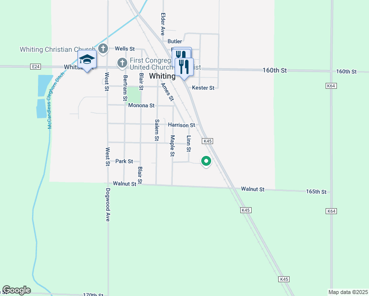 map of restaurants, bars, coffee shops, grocery stores, and more near 330-332 Linn Street in Whiting