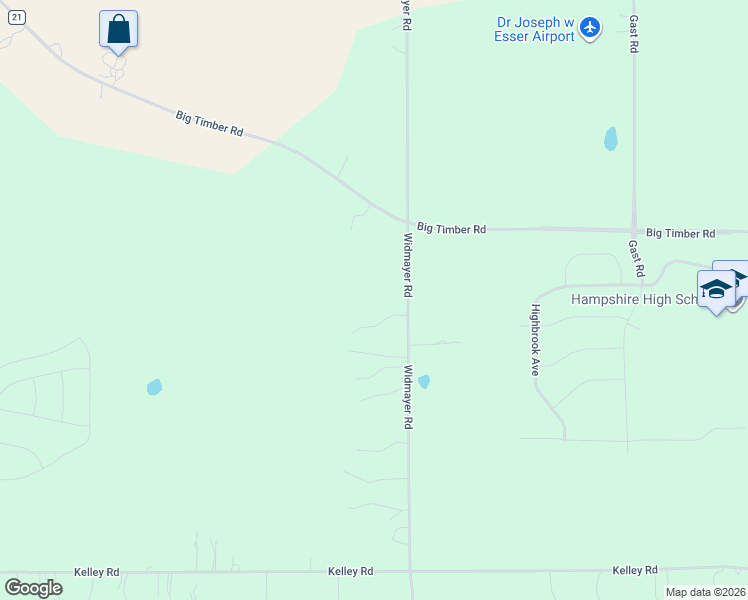 map of restaurants, bars, coffee shops, grocery stores, and more near 17N850 Widmayer Road in Hampshire