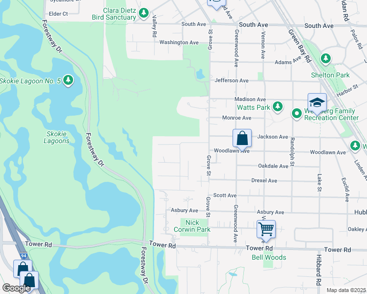 map of restaurants, bars, coffee shops, grocery stores, and more near 656 Country Lane in Glencoe