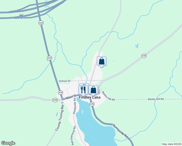 map of restaurants, bars, coffee shops, grocery stores, and more near 2883 North Road in Sherman