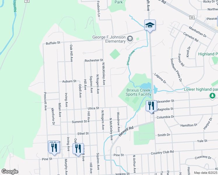 map of restaurants, bars, coffee shops, grocery stores, and more near 849 Anne Lane in Endicott
