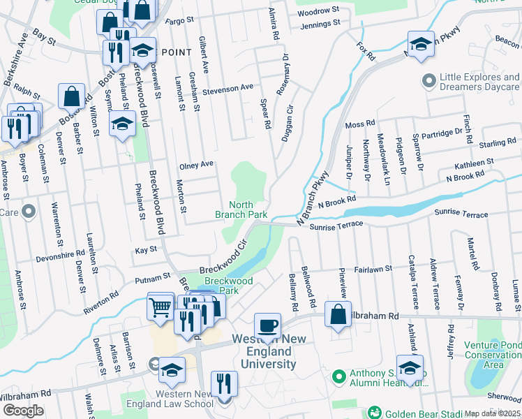 map of restaurants, bars, coffee shops, grocery stores, and more near 956 Grayson Drive in Springfield