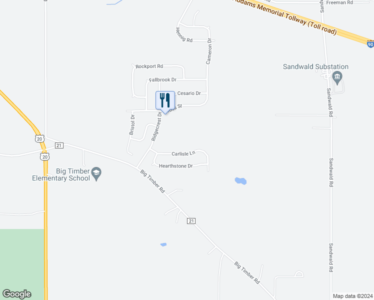 map of restaurants, bars, coffee shops, grocery stores, and more near 2600 Carlisle Lane in Hampshire