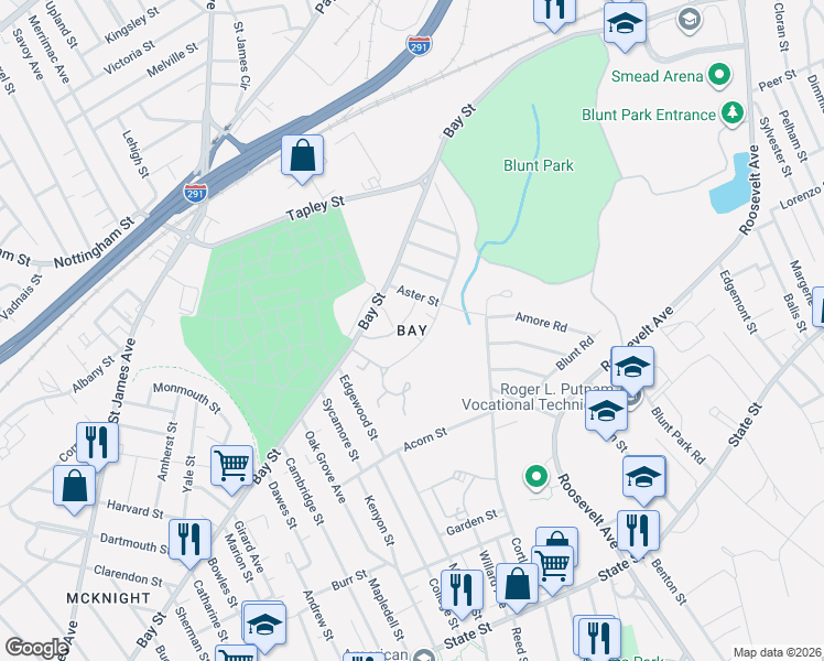 map of restaurants, bars, coffee shops, grocery stores, and more near in Springfield