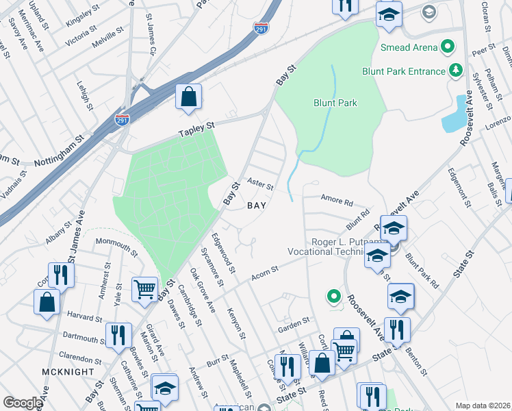 map of restaurants, bars, coffee shops, grocery stores, and more near in Springfield
