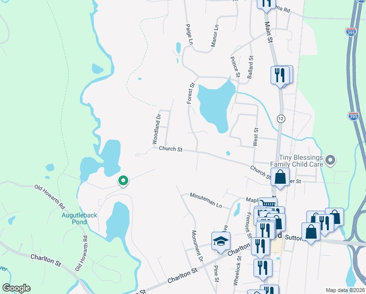 map of restaurants, bars, coffee shops, grocery stores, and more near 42 Church Street in Oxford