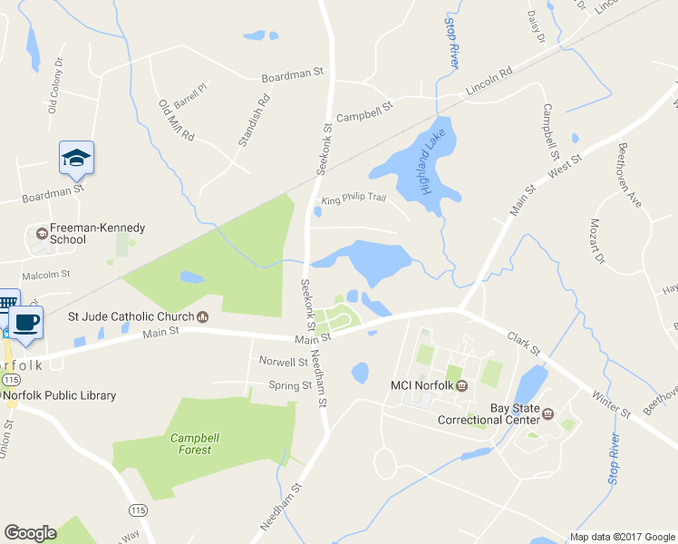 map of restaurants, bars, coffee shops, grocery stores, and more near 40 Seekonk Street in Norfolk