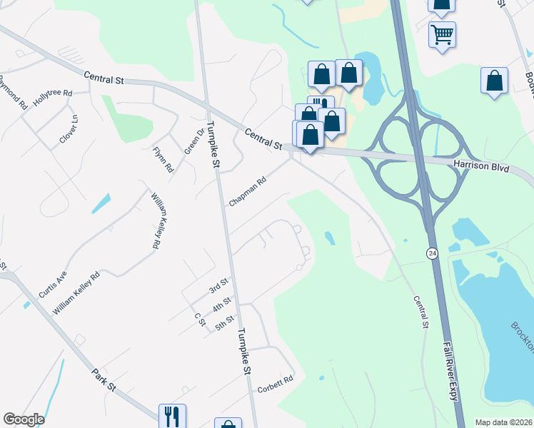 map of restaurants, bars, coffee shops, grocery stores, and more near 65 Nickerson Drive in Stoughton