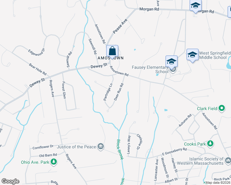 map of restaurants, bars, coffee shops, grocery stores, and more near 76 Deer Run Road in West Springfield