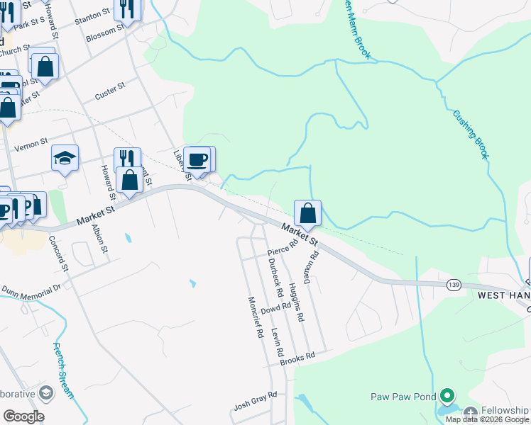 map of restaurants, bars, coffee shops, grocery stores, and more near 600 Market St in Rockland