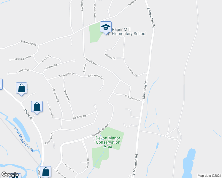 map of restaurants, bars, coffee shops, grocery stores, and more near 52 Grandview Dr in Westfield