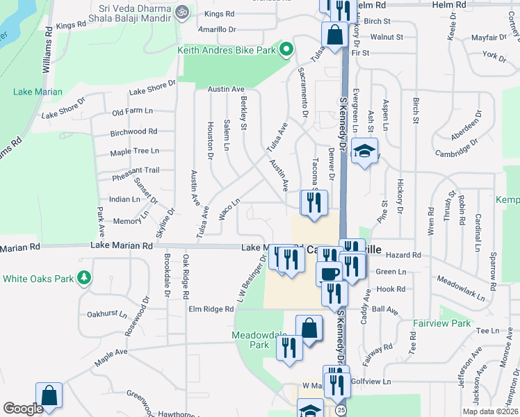 map of restaurants, bars, coffee shops, grocery stores, and more near 611 Topeka Drive in Carpentersville