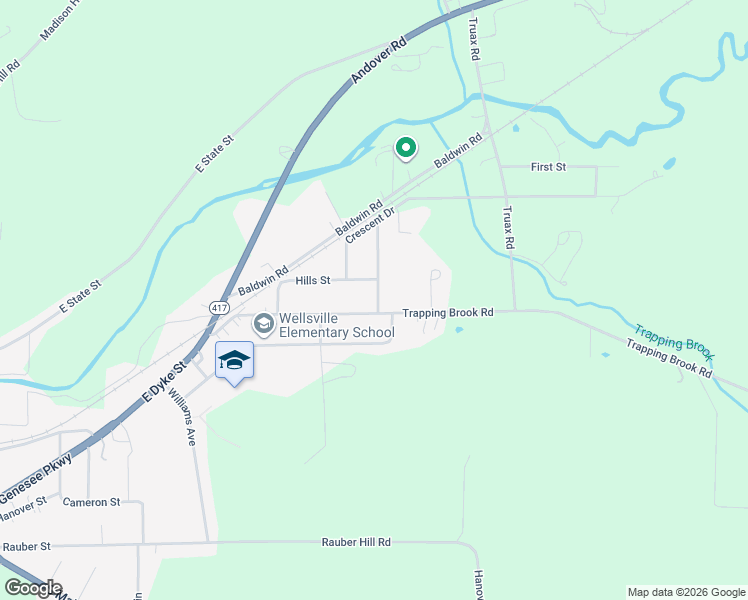 map of restaurants, bars, coffee shops, grocery stores, and more near 5 Sunnydale Avenue in Wellsville