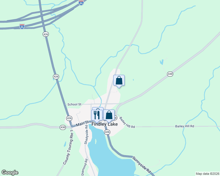 map of restaurants, bars, coffee shops, grocery stores, and more near 2883 North Road in Sherman