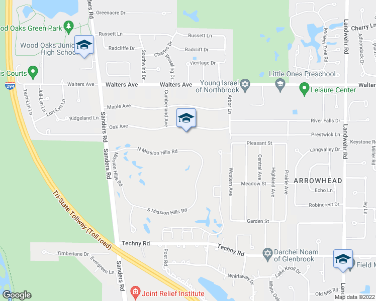 map of restaurants, bars, coffee shops, grocery stores, and more near 1654 Mission Hills Road in Northbrook