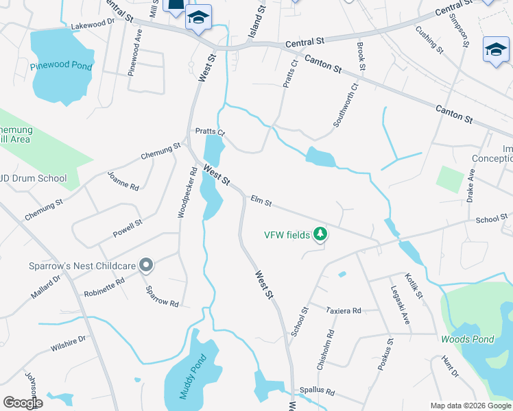 map of restaurants, bars, coffee shops, grocery stores, and more near 246 Elm Street in Stoughton