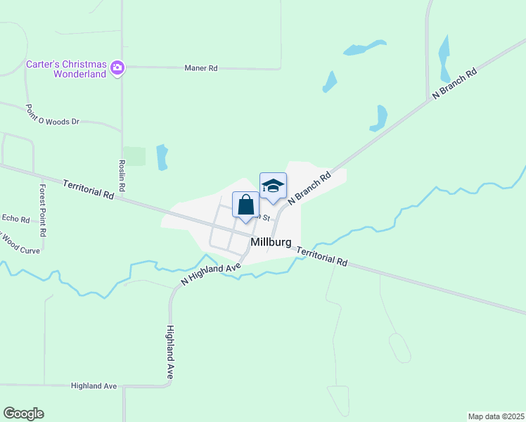 map of restaurants, bars, coffee shops, grocery stores, and more near 4821 North Street in Benton Harbor