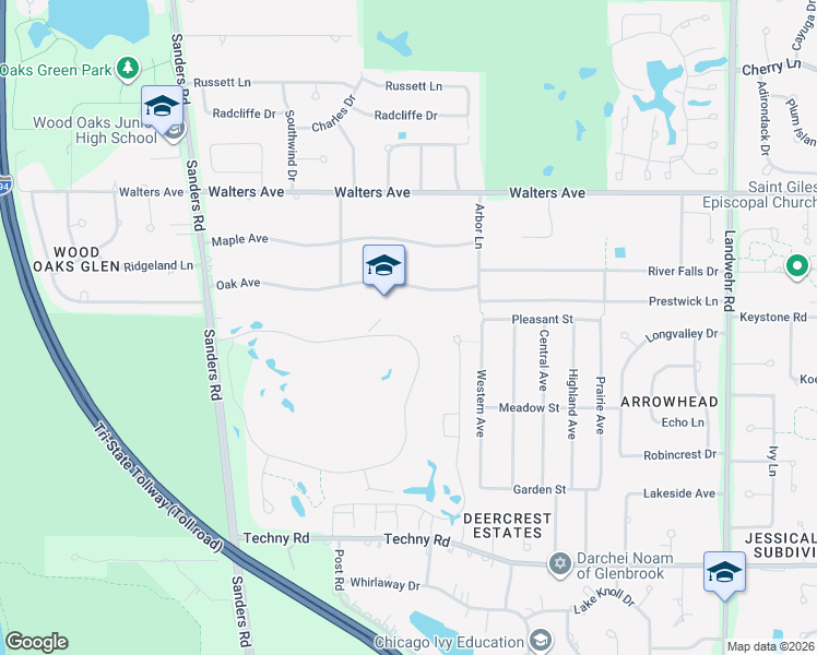 map of restaurants, bars, coffee shops, grocery stores, and more near 1654 Mission Hills Road in Northbrook