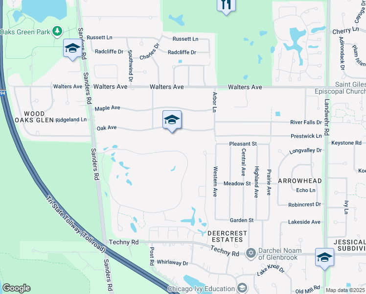 map of restaurants, bars, coffee shops, grocery stores, and more near 1654 Mission Hills Road in Northbrook