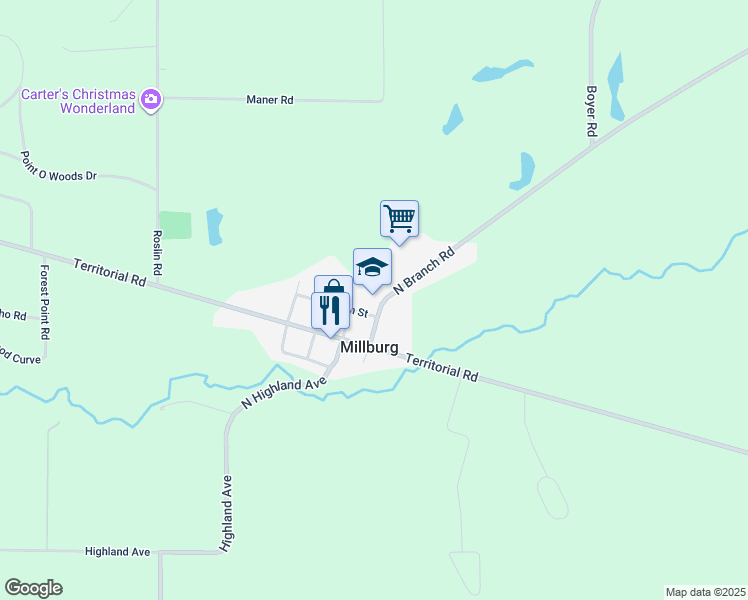 map of restaurants, bars, coffee shops, grocery stores, and more near 4821 North Street in Benton Harbor