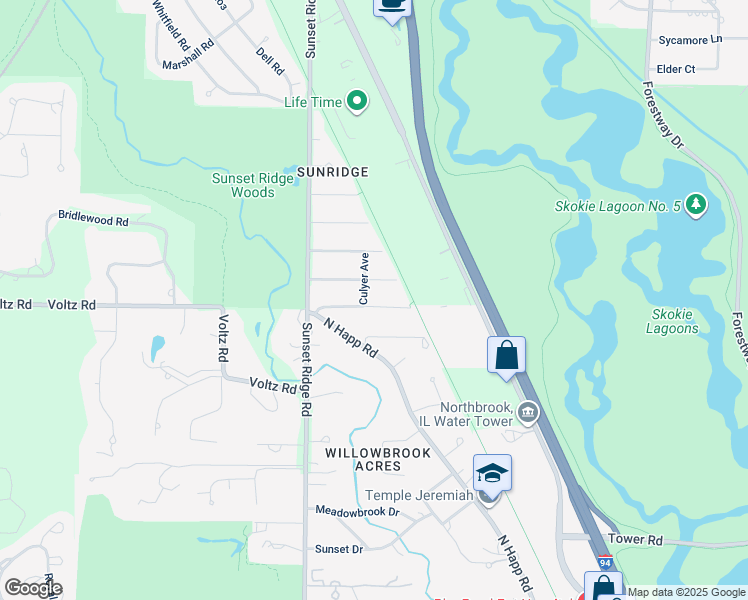 map of restaurants, bars, coffee shops, grocery stores, and more near 237 Voltz Road in Northbrook