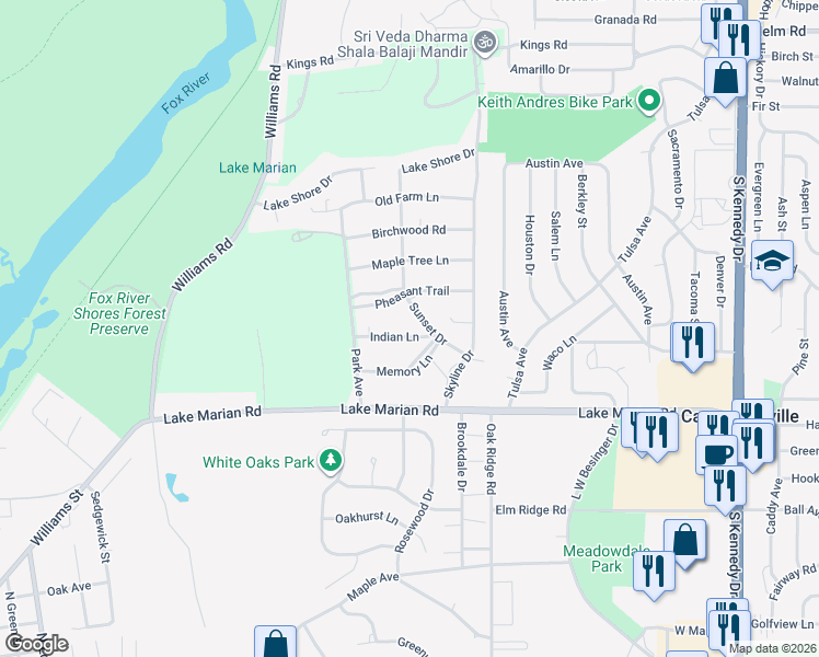 map of restaurants, bars, coffee shops, grocery stores, and more near 148 Memory Lane in Carpentersville