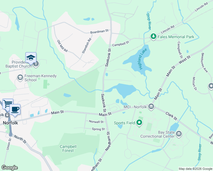 map of restaurants, bars, coffee shops, grocery stores, and more near 40 Seekonk Street in Norfolk