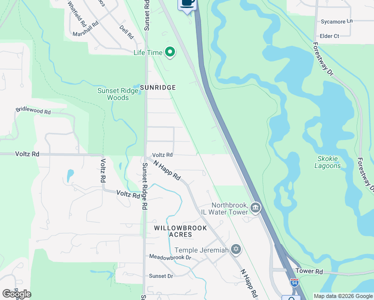 map of restaurants, bars, coffee shops, grocery stores, and more near 220 Southgate Drive in Northbrook