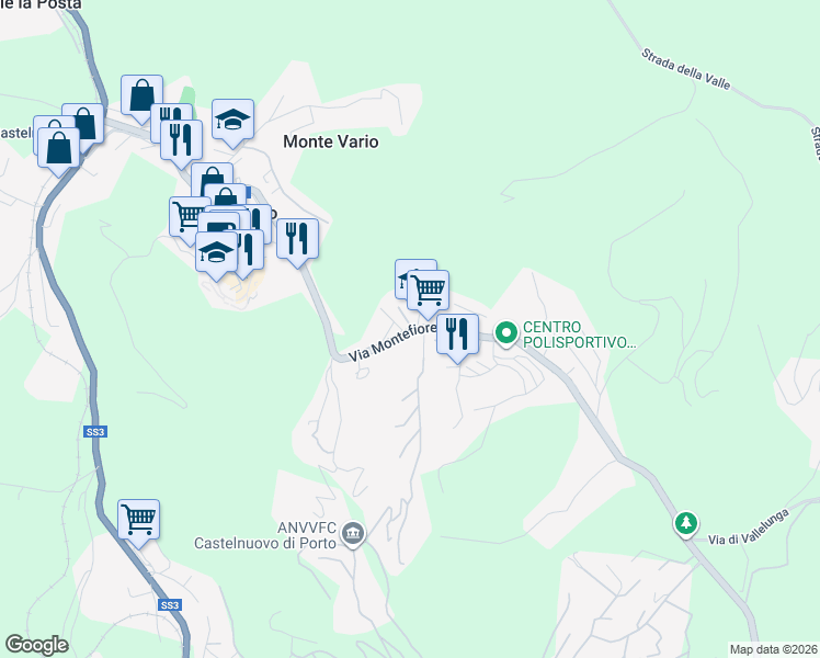 map of restaurants, bars, coffee shops, grocery stores, and more near 8A Via Fontanastasia in Castelnuovo di Porto