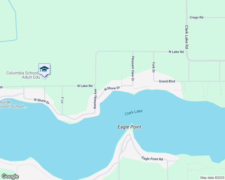 map of restaurants, bars, coffee shops, grocery stores, and more near 6445 North Shore Drive in Clarklake