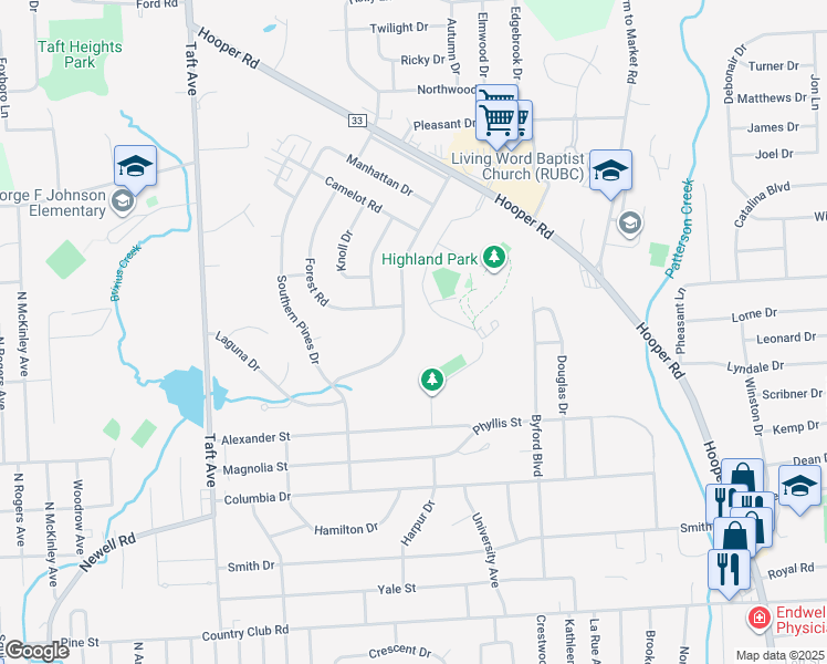 map of restaurants, bars, coffee shops, grocery stores, and more near 903 Forest Road in Endicott
