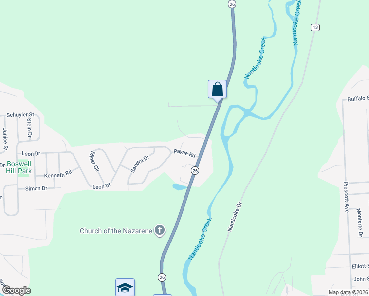 map of restaurants, bars, coffee shops, grocery stores, and more near 1476 Elsie Drive in Endicott